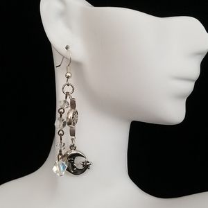 NWT Moon and Star Celestial Crystal Earrings